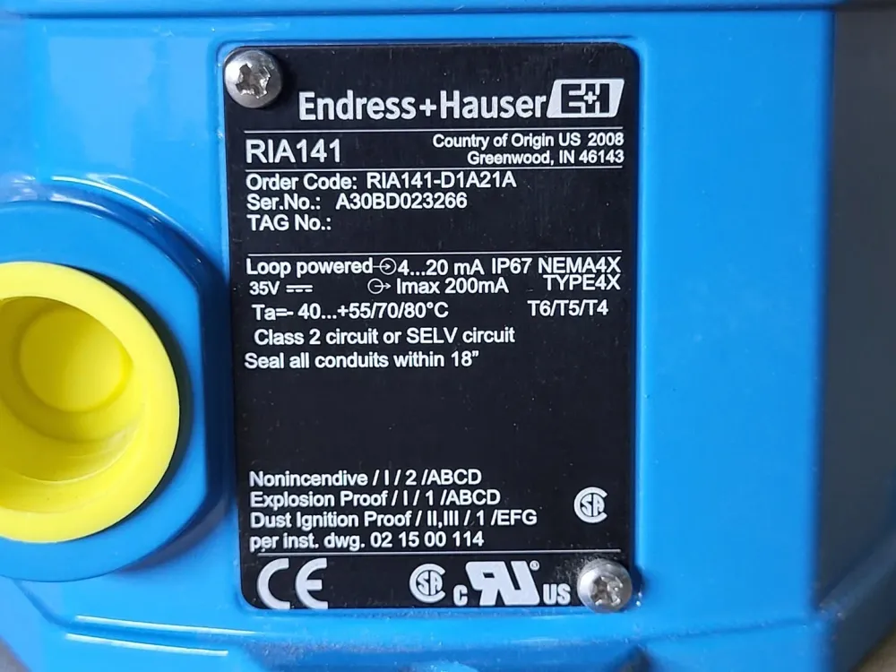 200 mA 30 volts NEMA 4X Loop-Powered Field Indicator RIA141
