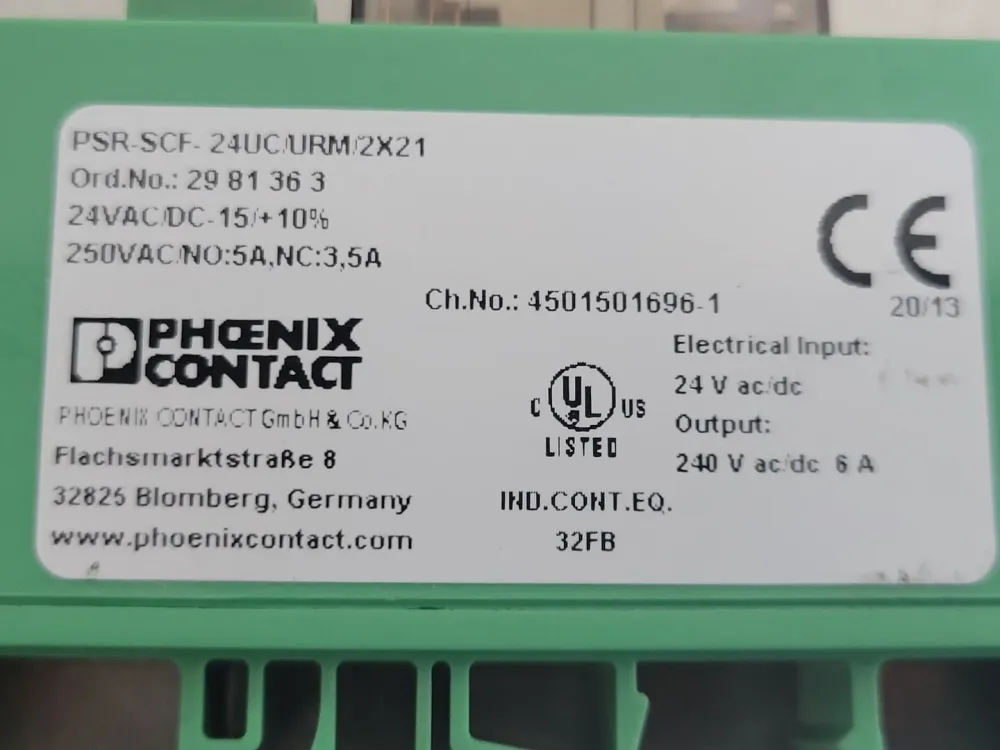 6 Amp Coupling Relay PSR-SCF-24UC/URM/2X21