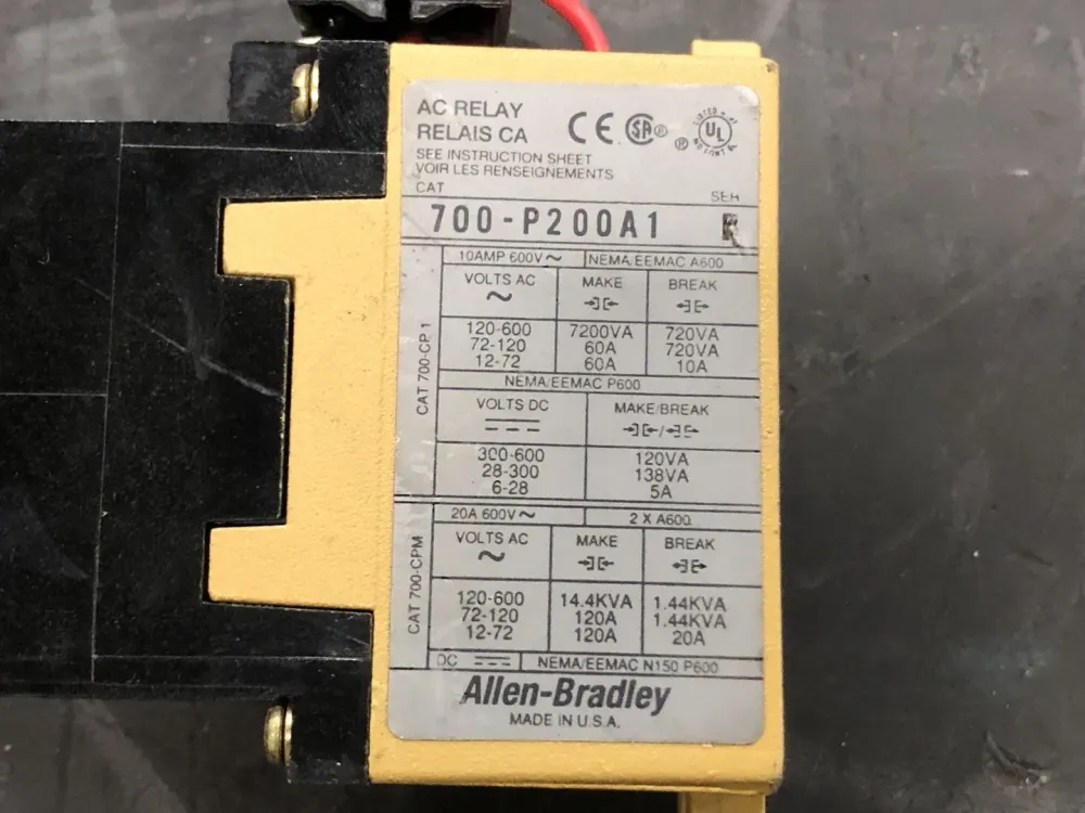 10 Amp Industrial Control Relay 700-P200A1