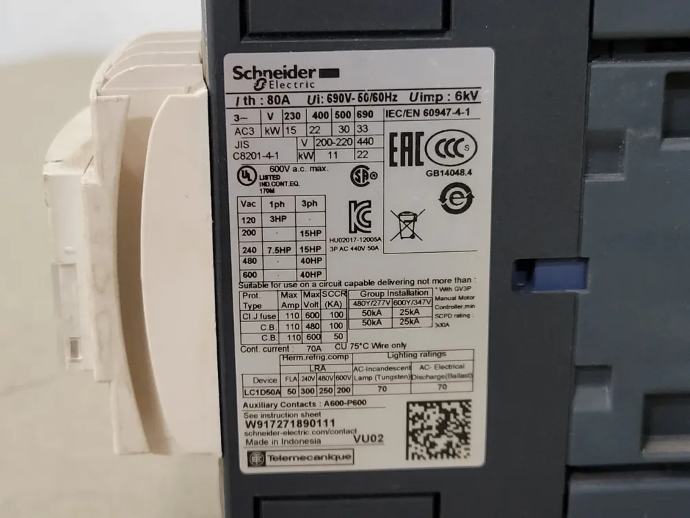 80 Amp Overload Relay LC1D50A