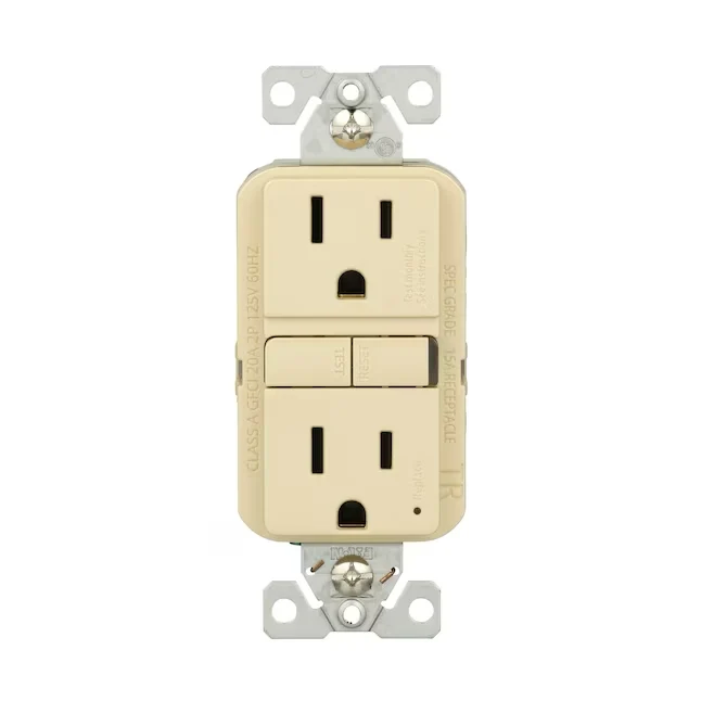 Eaton 15-Amp 125-volt Tamper Resistant GFCI Residential Decorator Outlet, Ivory