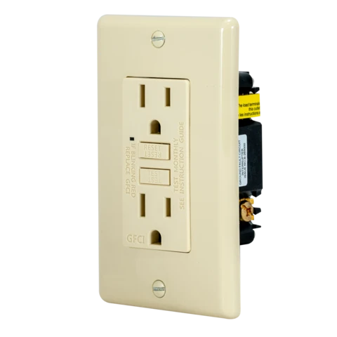 EZ-FLO 15-AMP 125-Volt Duplex Self-Test Dun GFCI outlet LED Indicator and Wall Plate Ivory