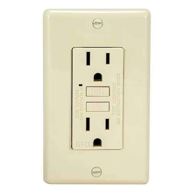 EZ-FLO 15-AMP 125-Volt Duplex Self-Test Dun GFCI outlet LED Indicator and Wall Plate Ivory
