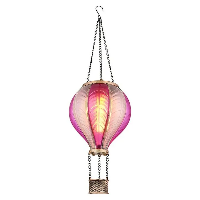 Globo Solarhanglamp Ballon - Roze, IP44, Ø x h: 14 x 46,5 cm