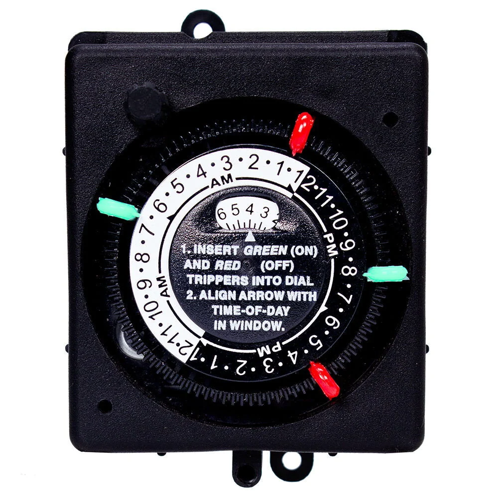 Intermatic - PB914N84 - 24-Hour 208-277V Mechanical Panel Mount Timer Handmatig Override, 4 Trippers