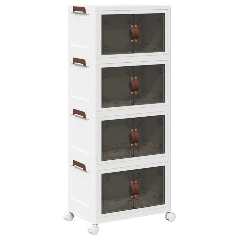 Opbergbox stapelbaar met wielen 4-laags 28 L 48x29,5x112,5 cm