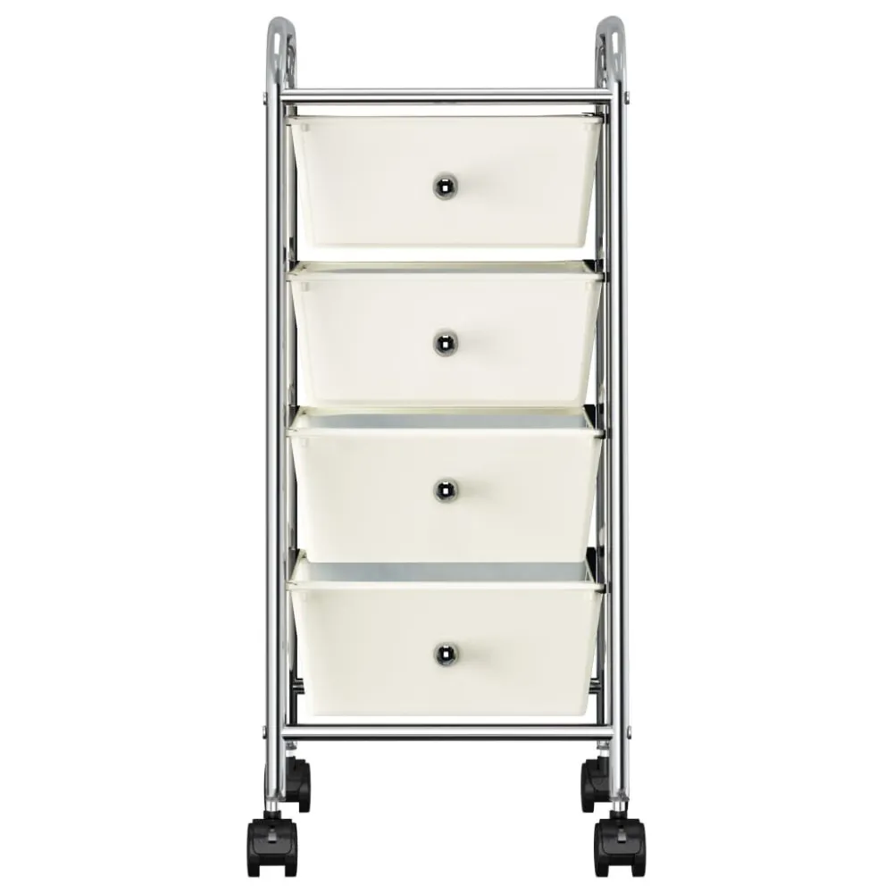 Opbergtrolley met 4 lades mobiel kunststof wit