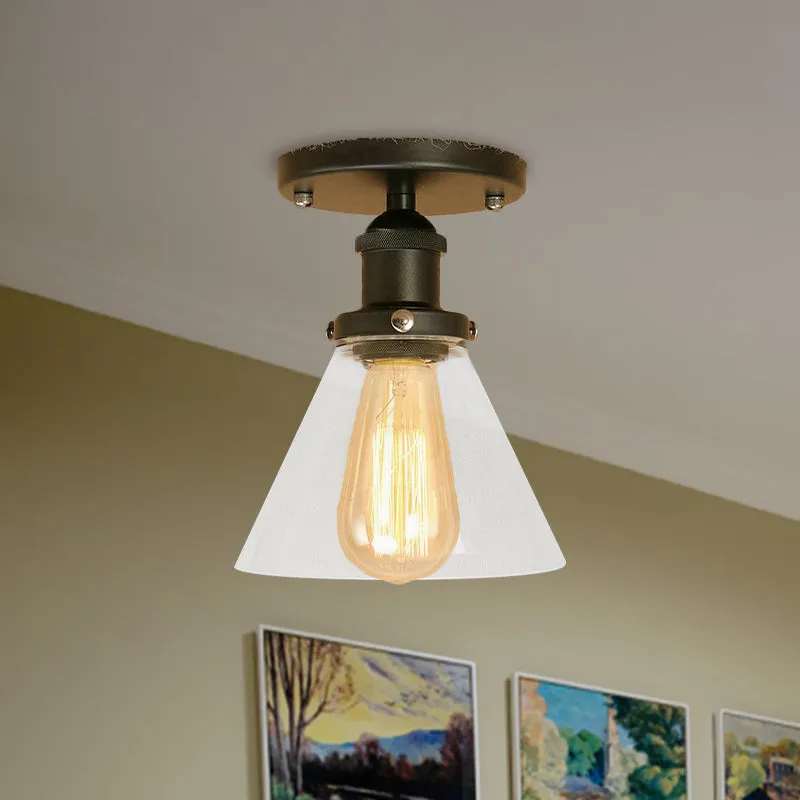 Enkele lichte semi-inbouw industriële kegel fel glazen verlichtingsarmaturen plafond zwart/brons/koper