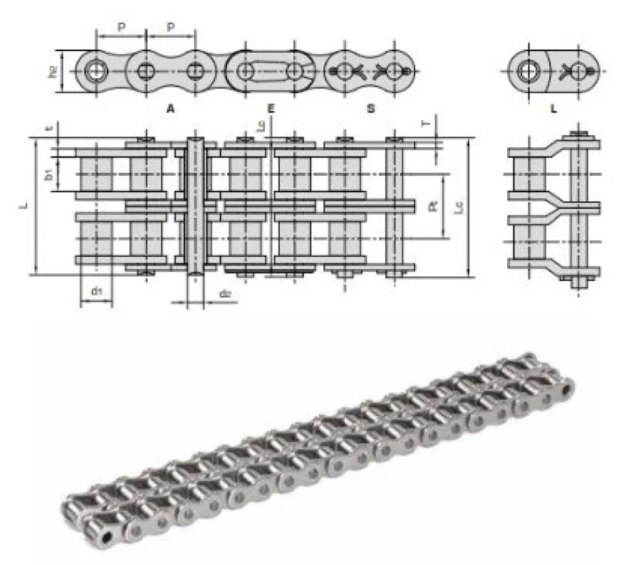 Donghua - Rollenketting - Inox - Duplex - BS met Smeernippel
