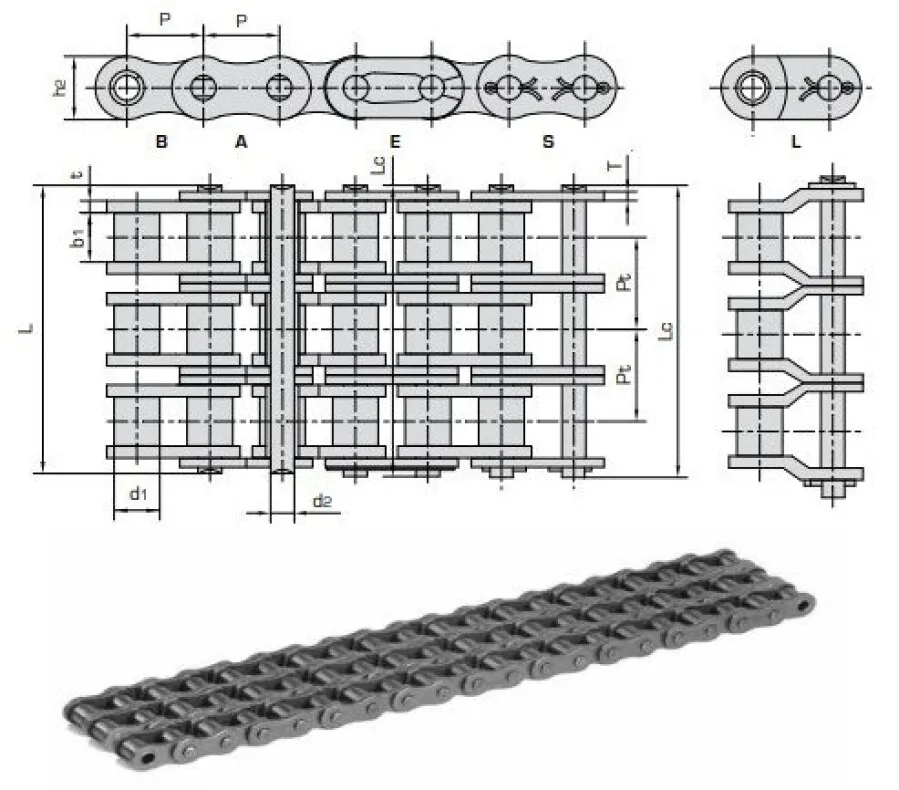 Zware Dienst Donghua - Rollenketting - SBSR - Triplex - 1/2" - BS - 08B-3