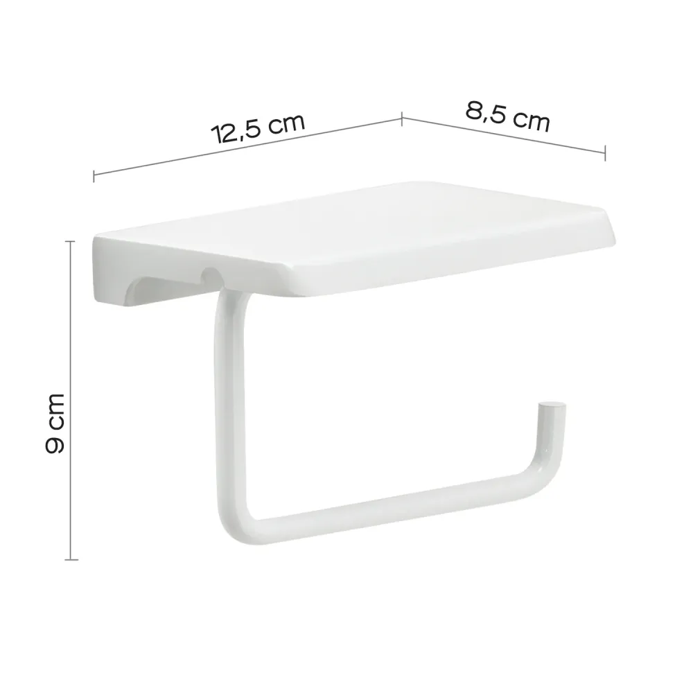 Wall-mounted roll holder support shelf Gedy roestvast steel - White