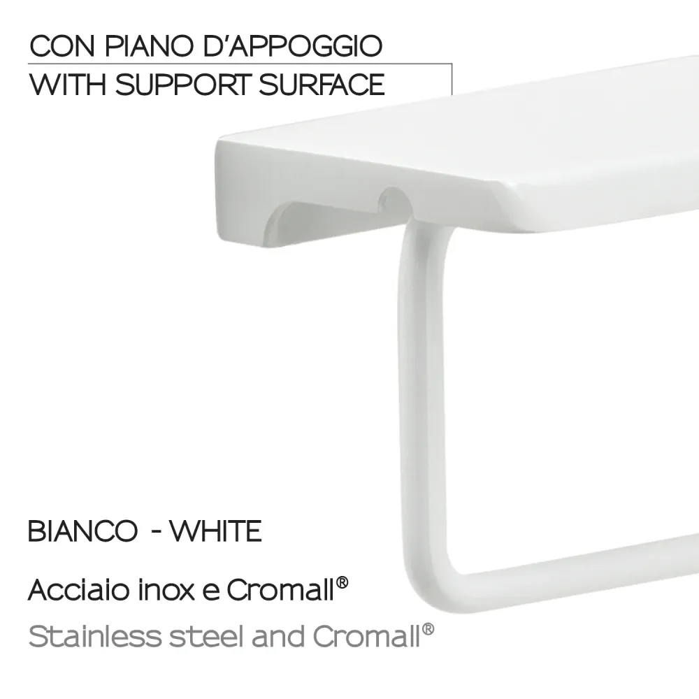 Wall-mounted roll holder support shelf Gedy roestvast steel - White