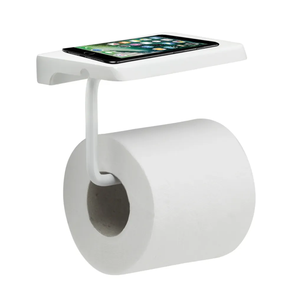 Wall-mounted roll holder support shelf Gedy roestvast steel - White
