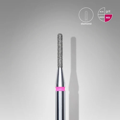 Diamond nail drill bit, “Cylinder” Rounded, 1.4*8.0 mm, Rood, STALEKS