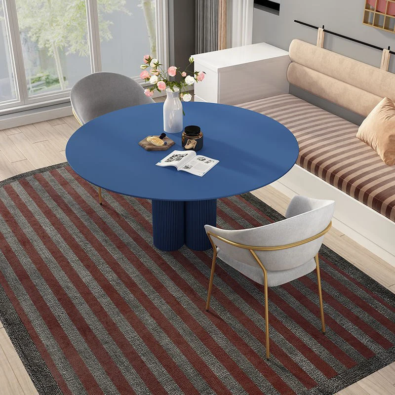 Hedendaags Round Top Dinette Table Solid Wood Base Dining Table Restaurant Black