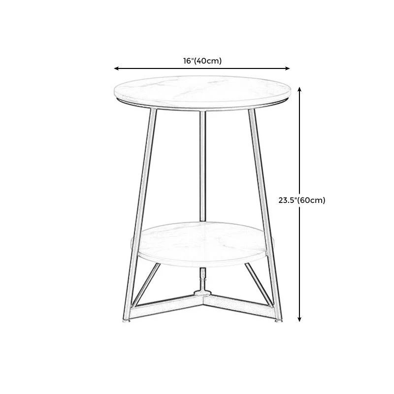 Modern Style Round Sintered Stone Top Gold/Black Van metaal Base Side Table 15