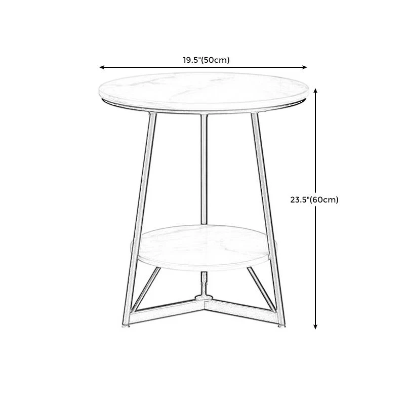 Modern Style Round Sintered Stone Top Gold/Black Van metaal Base Side Table 15