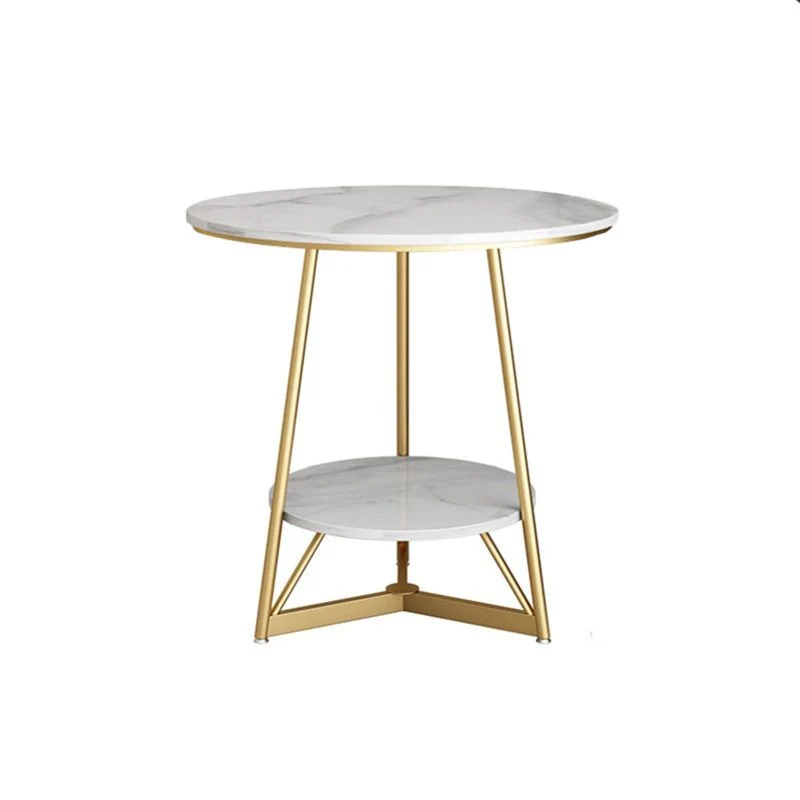 Modern Style Round Sintered Stone Top Gold/Black Van metaal Base Side Table 15