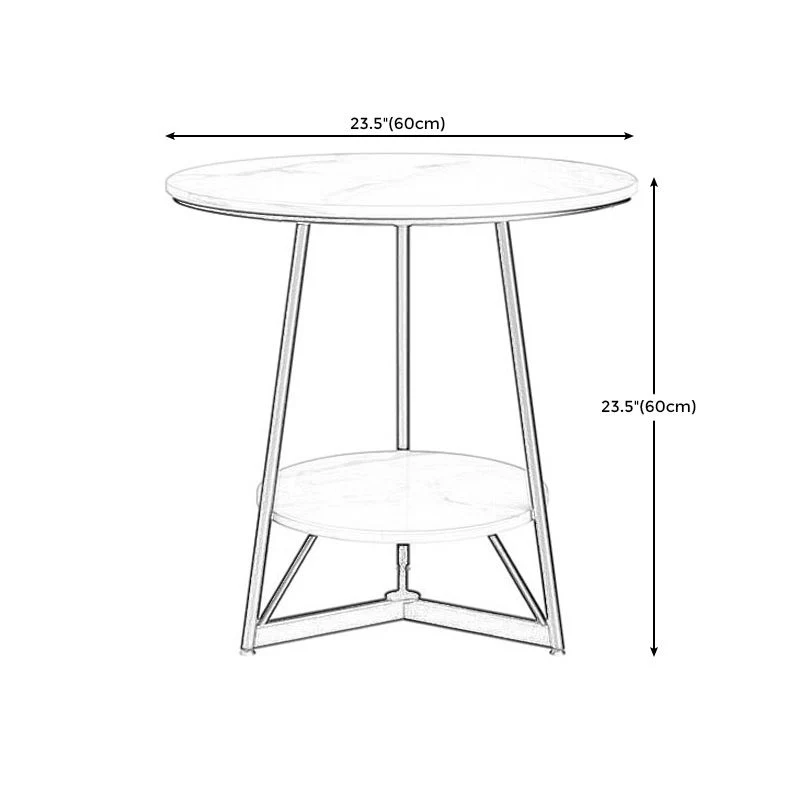 Modern Style Round Sintered Stone Top Gold/Black Van metaal Base Side Table 15