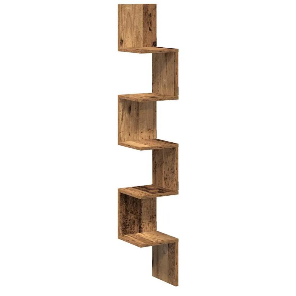 Hoekwandschap 20x20x127,5 cm bewerkt hout antiek houtkleurig