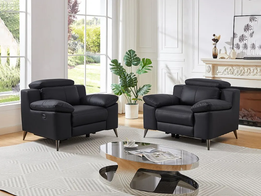 Industrieel Gecertificeerd Elektrische relax-fauteuil van zwart vaarsleer MAROTI