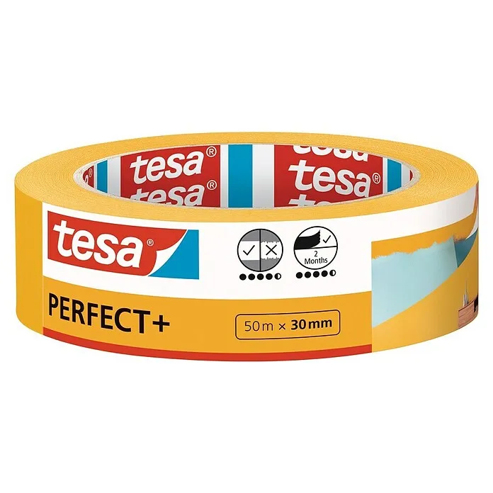 Tesa Schilderstape Perfect+ 2 stuks - 50 m x 30 mm, 2 st. voor elektrische isolatie