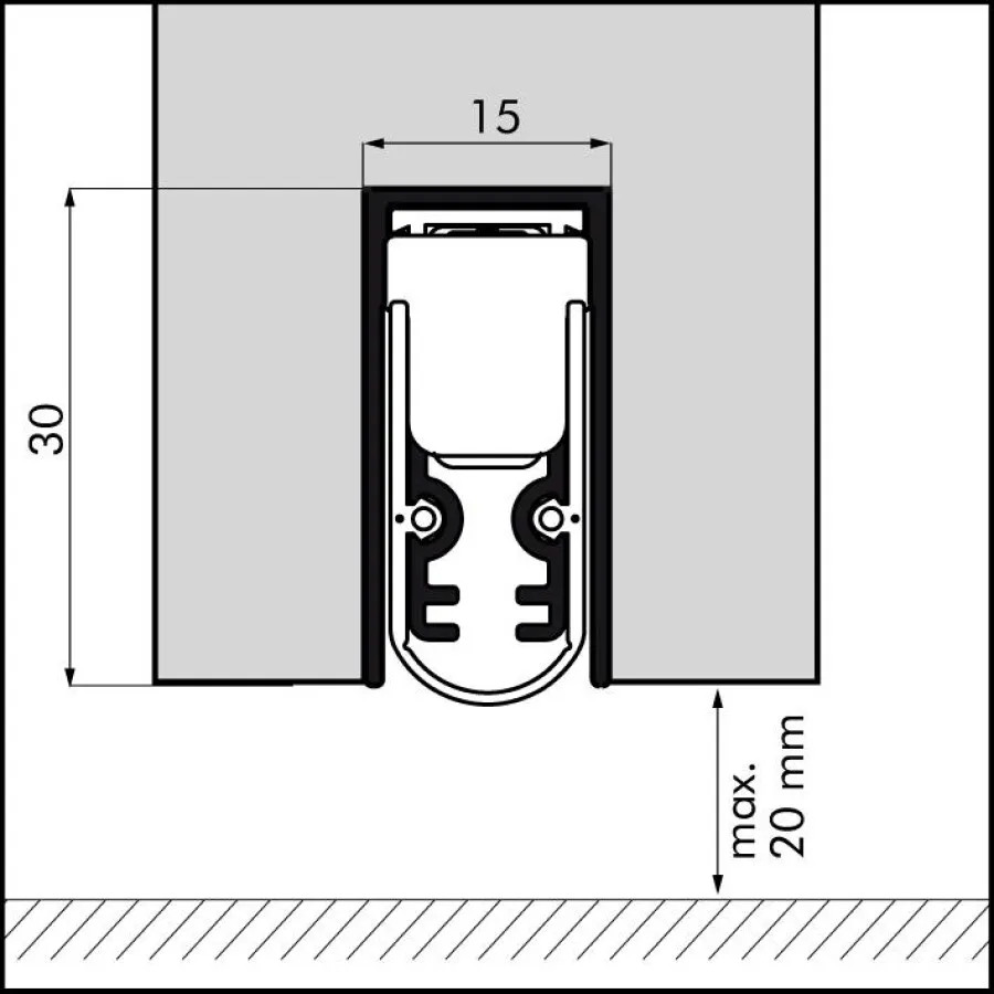 EllenMatic Soundproof automatische valdorpel alu. 728 mm