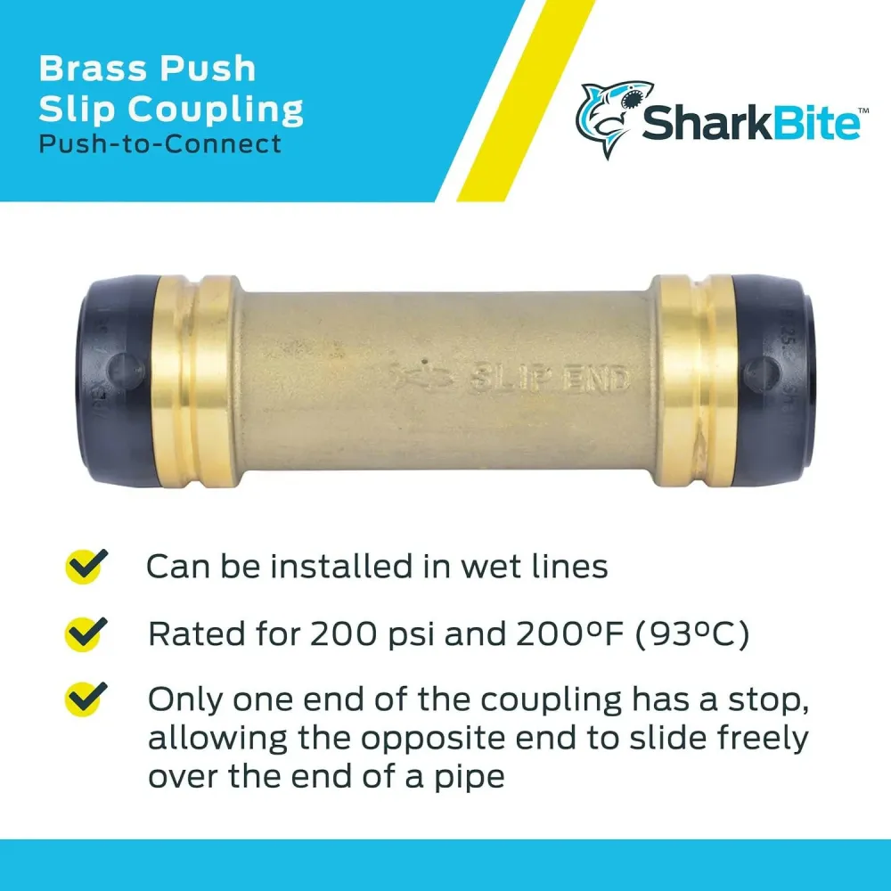 SharkBite 1-1/4 . x 1-1/4 . Geel koper Push Slip Coupling
