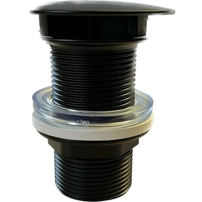Aluminiumoxide Afvoerplug - Hoogte: 100 mm, 1¼″, Zwart, Permanent geopend