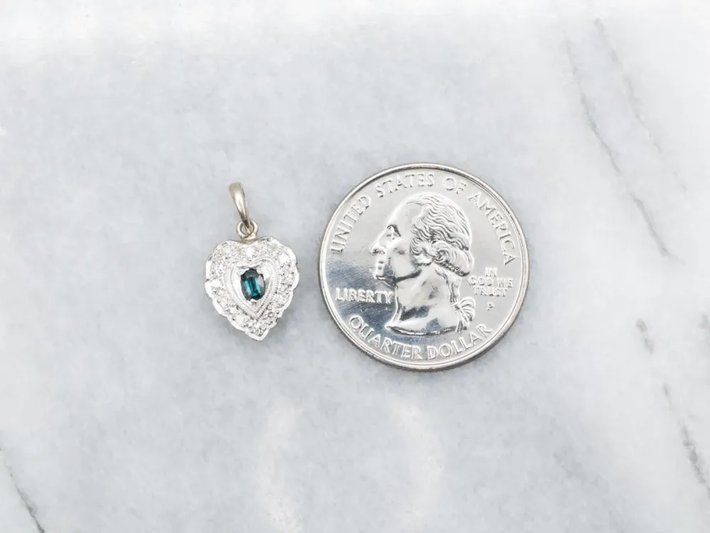 Sapphire Cabochon and Diamond Scalloped Heart Pendant | Met Spindel | Verstelbaar