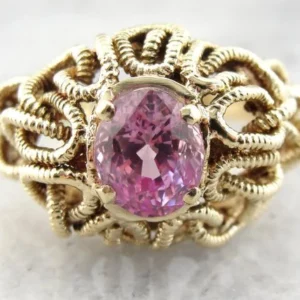 Modernist Woven Knot Fuchsia Sapphire Ring