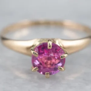 Pink Sapphire Solitaire Ring Yellow Verguld