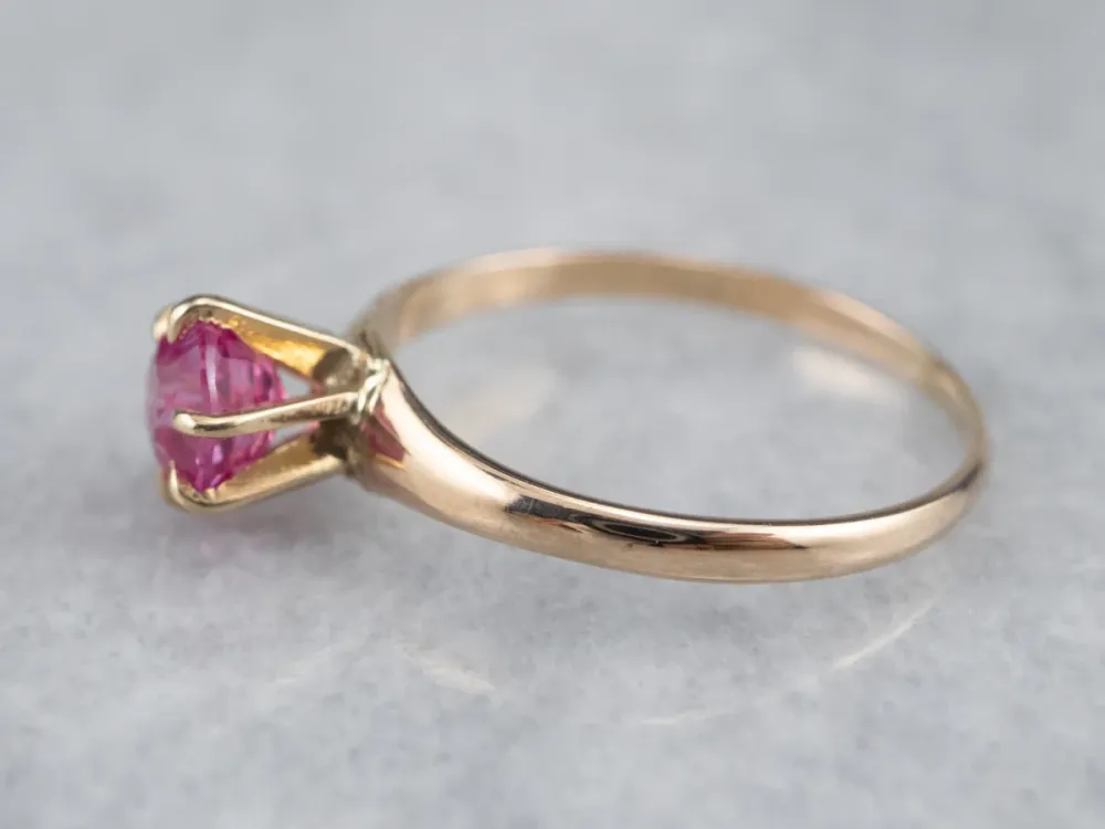 Pink Sapphire Solitaire Ring Yellow Verguld