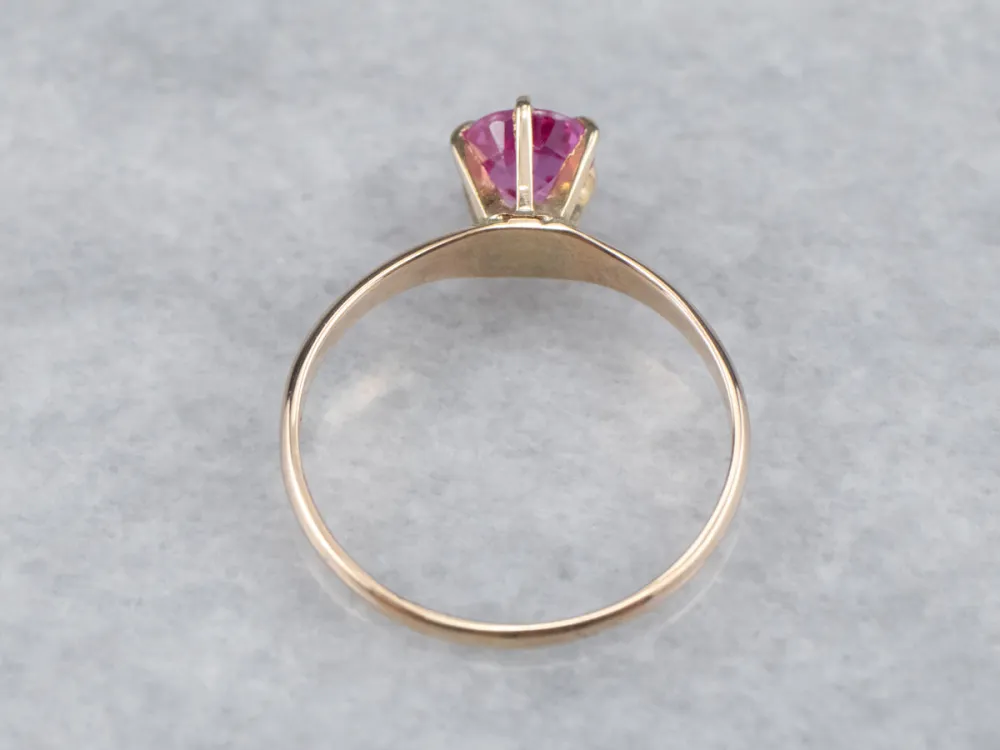 Pink Sapphire Solitaire Ring Yellow Verguld