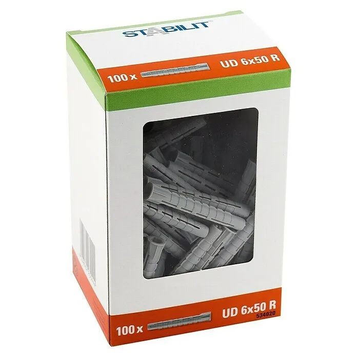Stabilit Universele kraagplug met rand - Diameter plug: 6 mm, Pluglengte: 50 mm, 100 st.