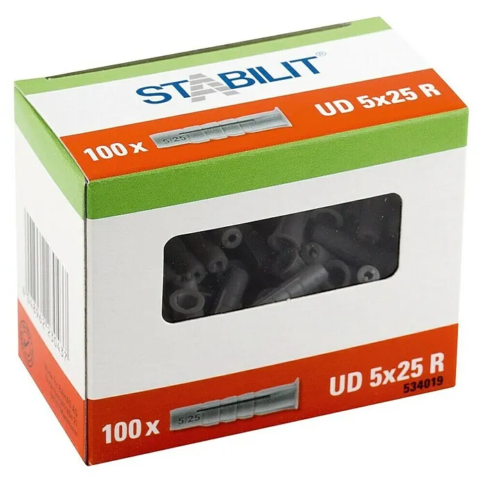 Stabilit Universele kraagplug met rand - Diameter plug: 5 mm, Pluglengte: 25 mm, 100 st.