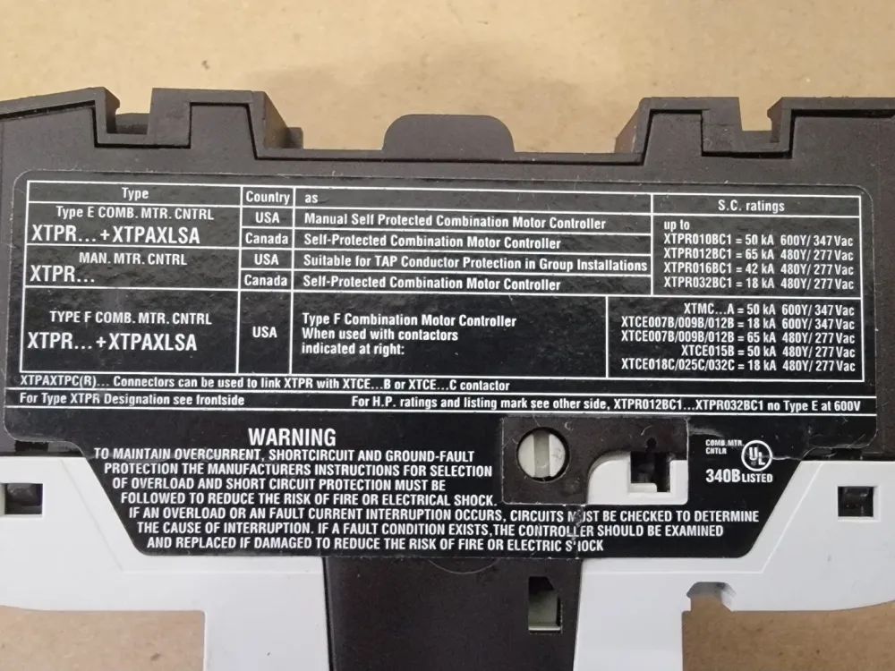 10 Amp Motor Protector XTPR010BC1 met Overbelastingsbeveiliging
