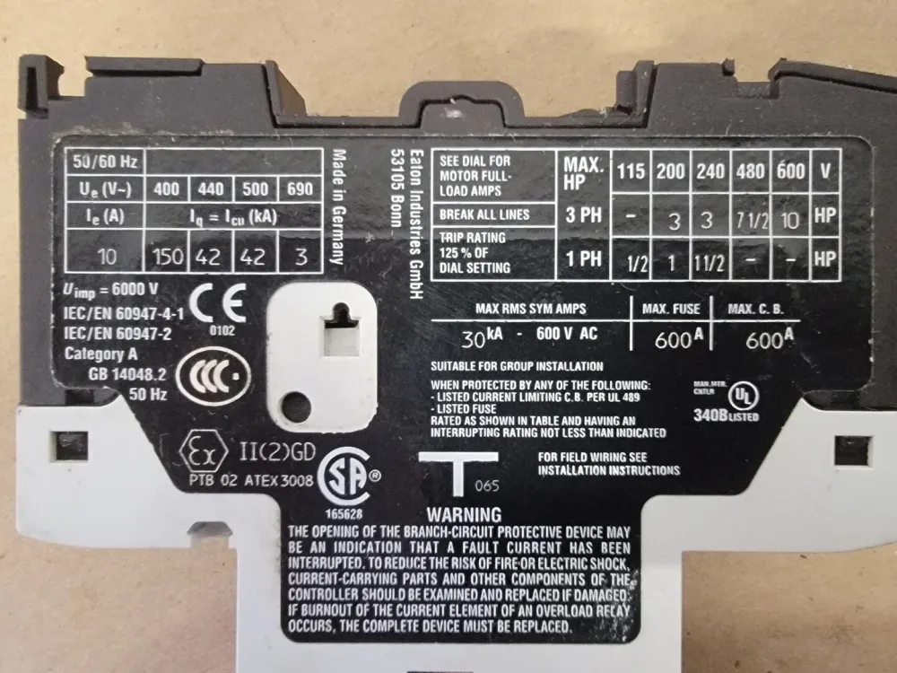 10 Amp Motor Protector XTPR010BC1 met Overbelastingsbeveiliging