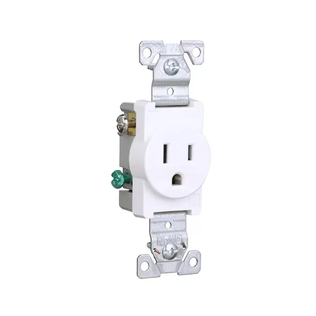 Eaton 15-Amp 125-volt Tamper Resistant Residential/Commercial Round Outlet, Wit