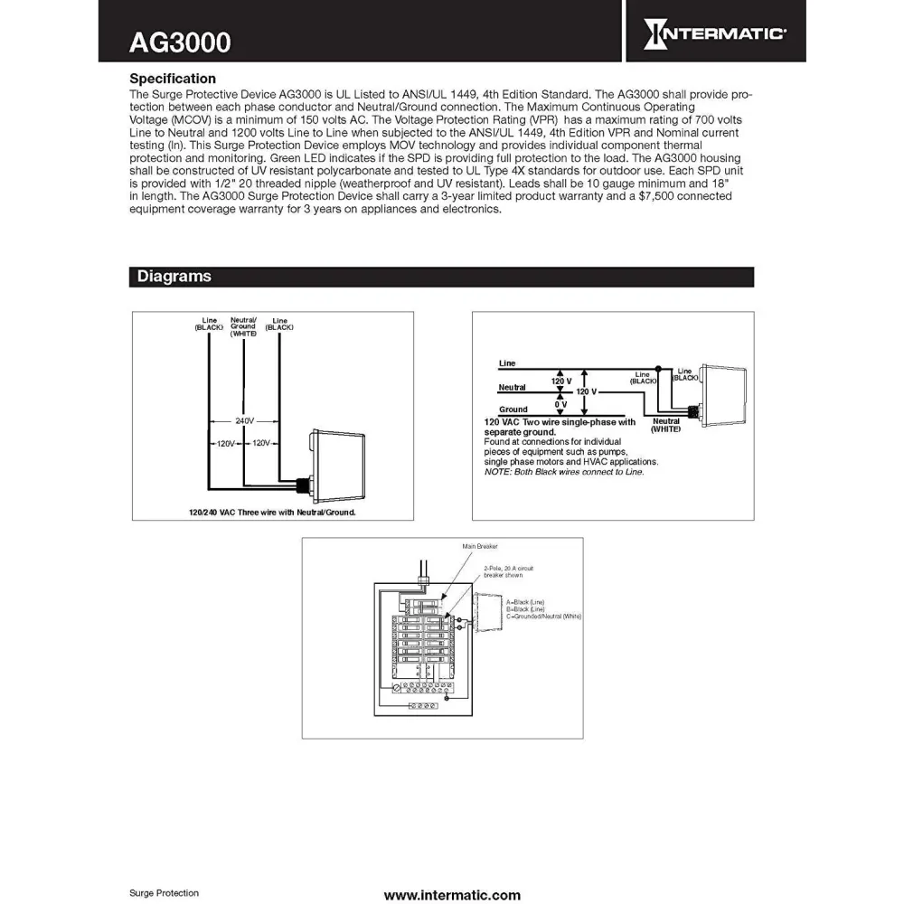 Intermatic - AG3000 - Surge Protector | IP67 Beschermingsklasse