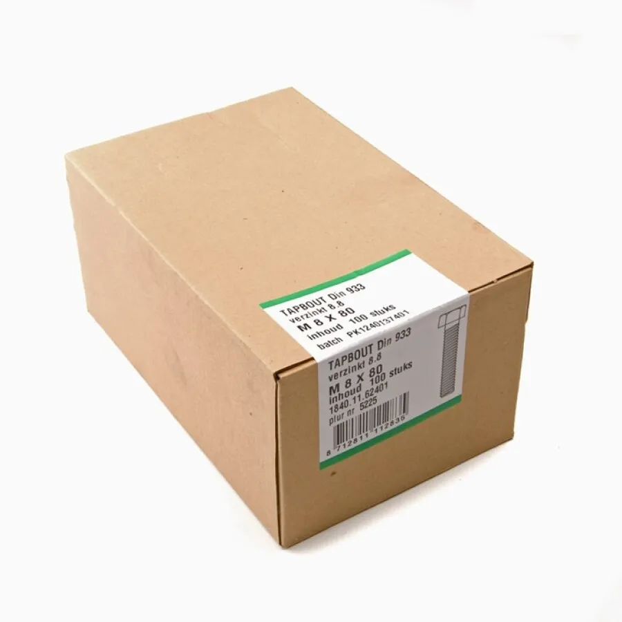 Hoenderdaal tapbout - VZ - SW-19 - M12x50mm met moer en ring