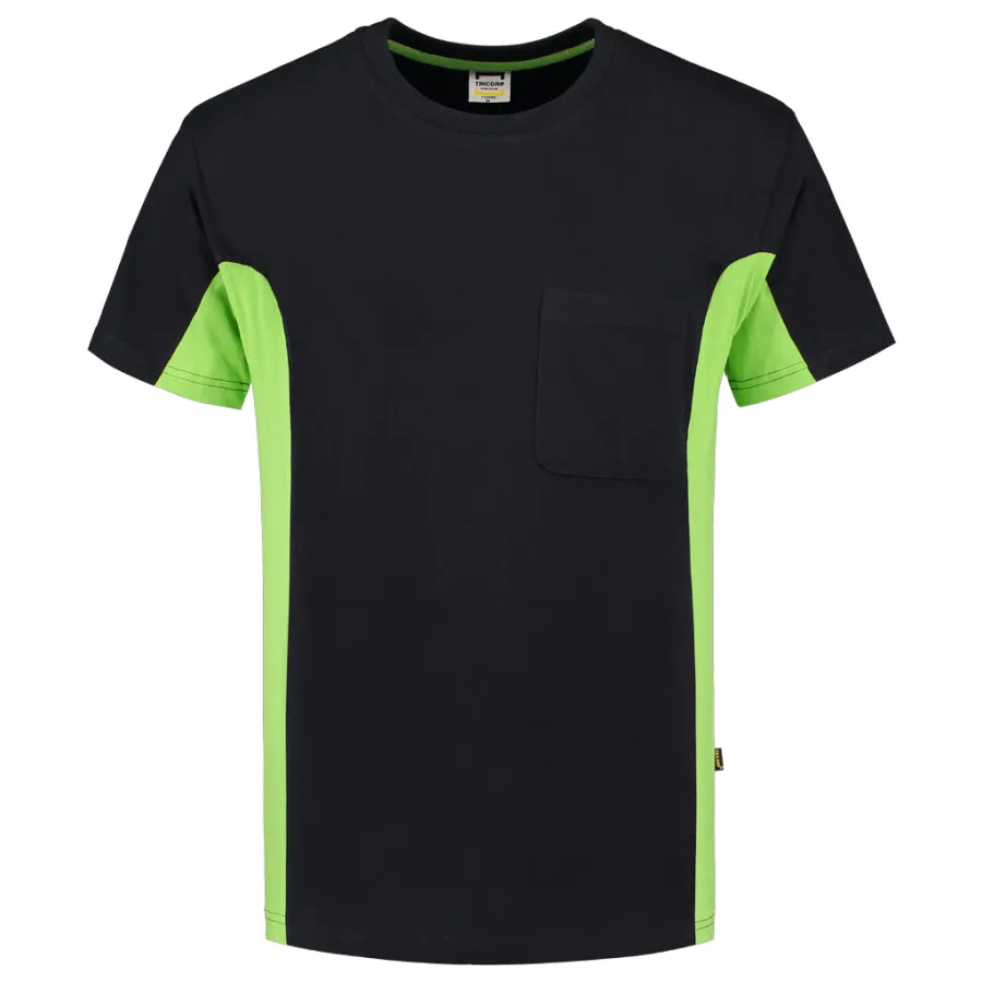 Tricorp T-shirt Bi-Color - Workwear - 102002 - zwart/limoen groen - maat L