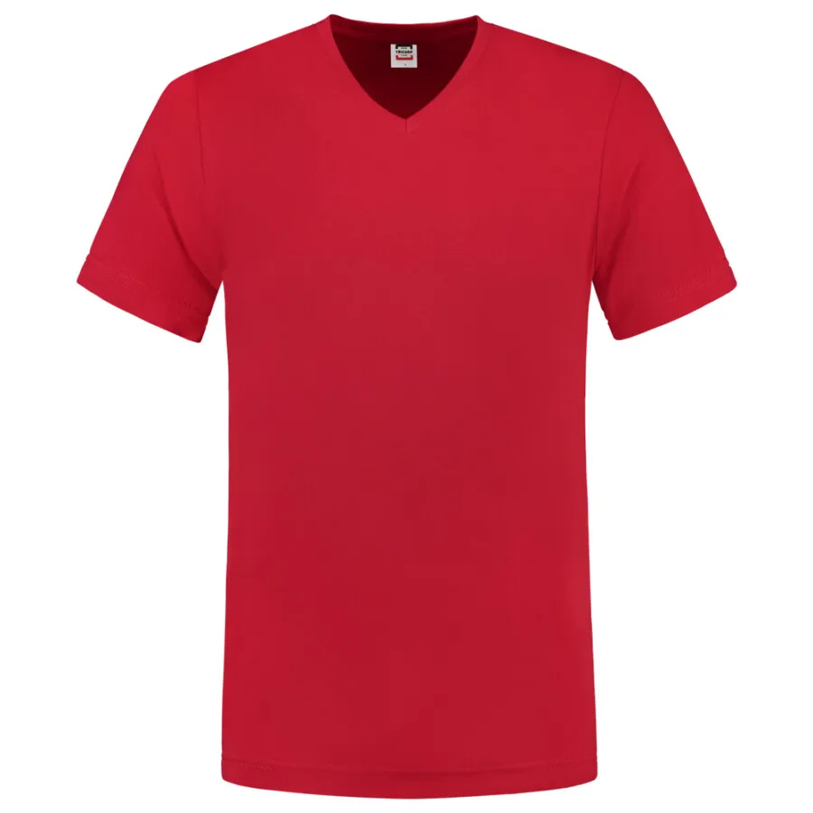 Tricorp T-shirt V-hals fitted - Casual - 101005 - rood - maat XS Zwart Kunststof