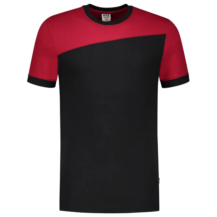 Tricorp 102006 T-shirt bicolor Naden - zwart/rood - maat S met flens