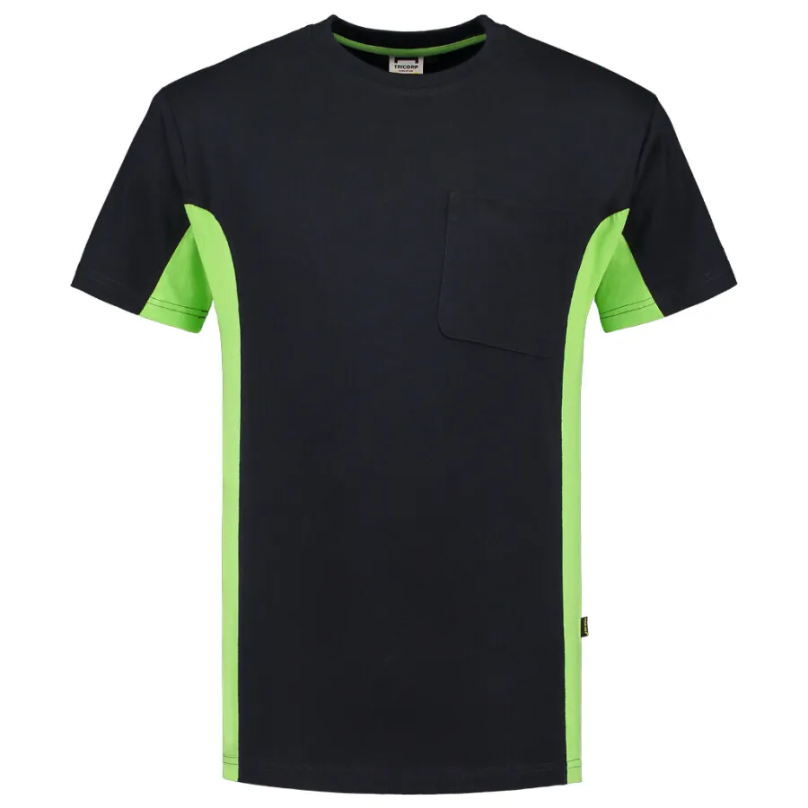 Tricorp T-shirt Bi-Color - Workwear - 102002 - marine blauw/limoen groen - maat S