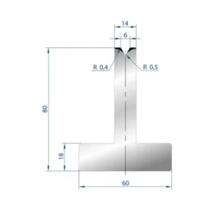 Part No. 3019 @ 805mm 60 Degree T Shape Die (Segmented) - Directe Montage