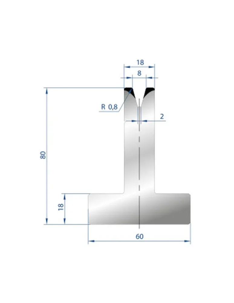 Part No. 3043 @ 805mm 30 Degree T Shape Die (Segmented)
