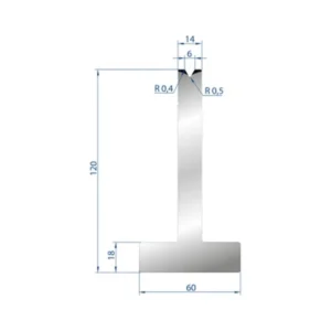 Part No. 3059 @ 415mm 60 Degree T Shape Die RVS 304