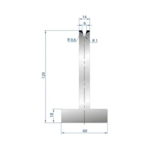 Part No. 3073 @ 835mm 30 Degree T Shape Die Zwaar Belastbaar