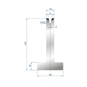 Part No. 3074 @ 835mm 30 Degree T Shape Die